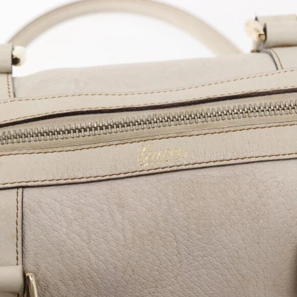 GUCCI Mini Abbey Boston Bag Leather White Gold - Picture 8 of 15